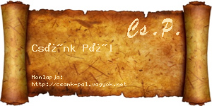 Csánk Pál névjegykártya